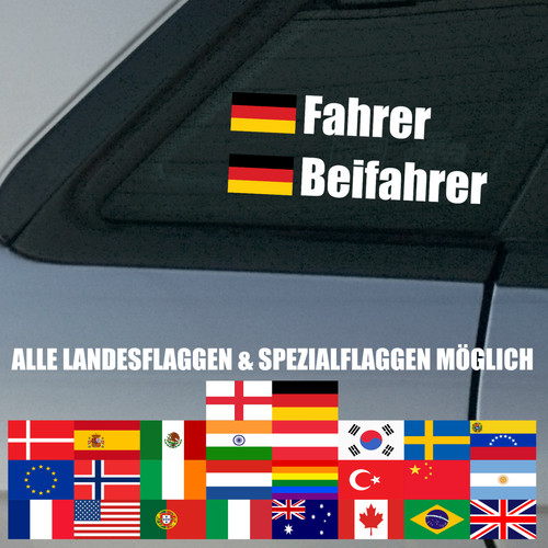 Autoaufkleber name flagge - 2x, +